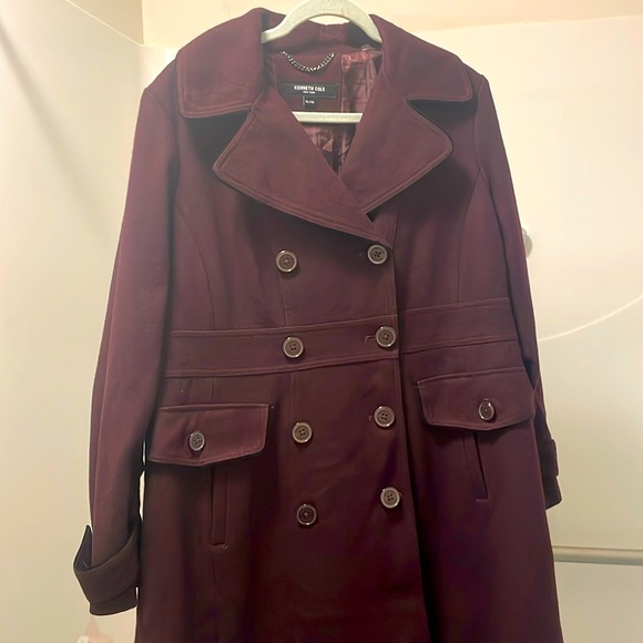 Kenneth Cole New York Jackets & Blazers - Women’s maroon heavy wool lux pea coat.